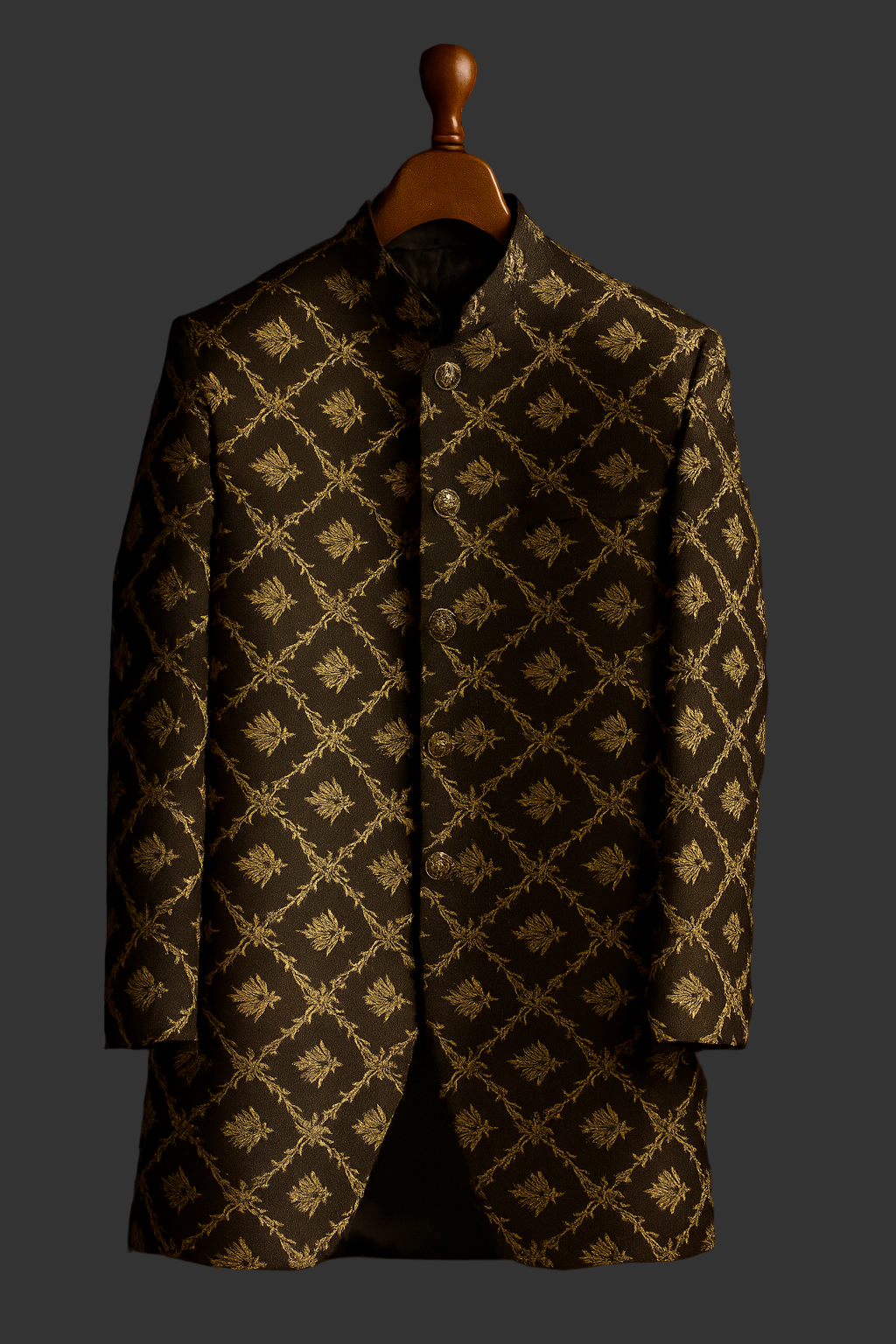 Black&gold embroidered fabrics prince coat for men