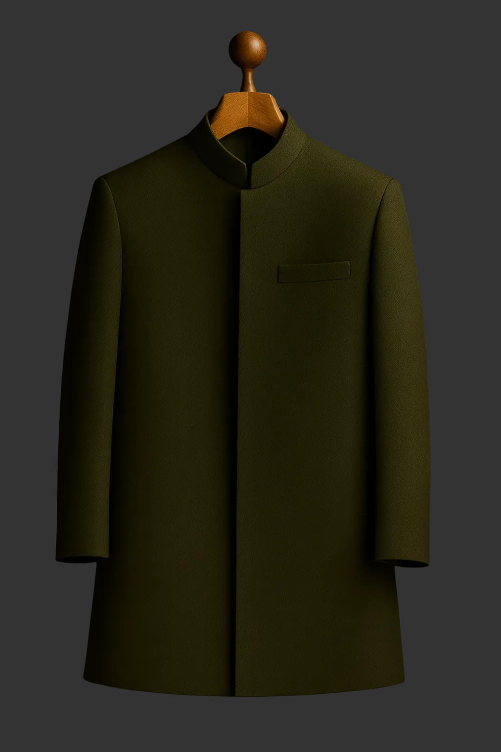 Dark Green matte Silk Jacquard textured fabrics prince coat for men