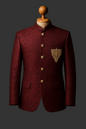 Deep Maroon Jamawar with Copper Tilla hand Embriodered fabrics prince coat for men