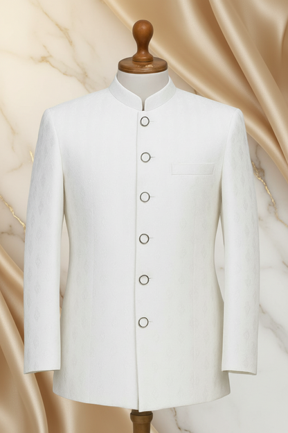 Off-White Jamawar Prince Coat for Men | Luxury Wedding & Formal Wear | Attire By ABD