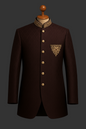 Dark maroon jamawar Hand Embroidered fabrics prince coat for men