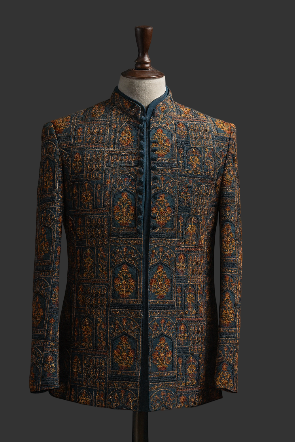 Multi-Embroidered Sequins Fabric Prince Coat for Men