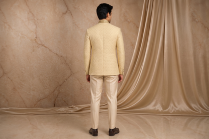 Off-White Copper Tilla Embroidered Prince Coat for Men | Wedding & Formal Wear | Attire By ABD