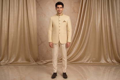 Off-White Copper Tilla Embroidered Prince Coat for Men | Wedding & Formal Wear | Attire By ABD
