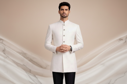 Off-White Jamawar Prince Coat for Men | Luxury Wedding & Formal Wear | Attire By ABD